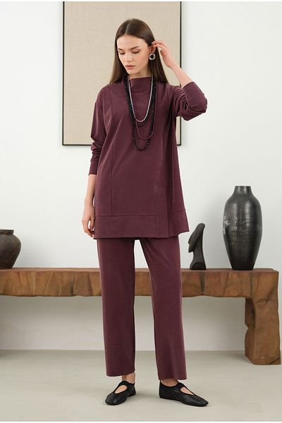 HEQA Costum Modal Lycra Roșu Claret
