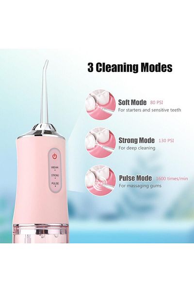 COOYA Water Flosser with 4 Jet Tips, Portable Oral Irrigator, Pink