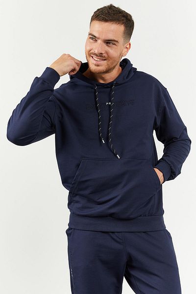 TOMMY LIFE mEn's OversizE Indigo Tracksuit SEt with Hood and Kangaroo PockEt - 85117