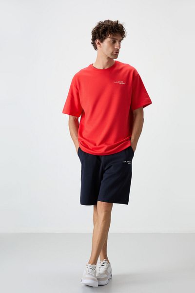 AIR JONES Fiesta - Σετ ανδρικό σορτς με χοντρή απαλή υφή Navy Blue Embroidered Oversize - 85250