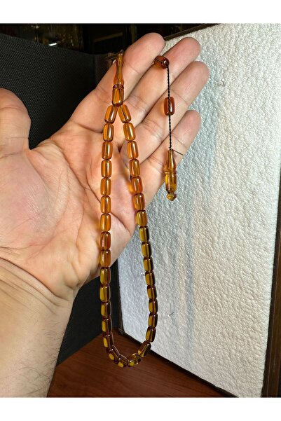 ÖMER ALTUN مسبحة صلاة من العنبر الناري باللون الأصفر مقاس 7 مم × 11 مم هدية م...