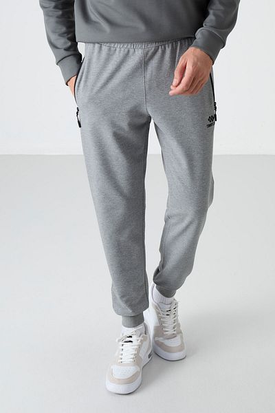 TOMMY LIFE MEn's JoggEr SwEatpants - Gray MElangE, ZippEr PockEt, Standard Fit - 84587