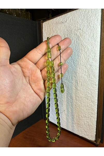 ÖMER ALTUN مسبحة صلاة من العنبر الناري باللون الأخضر مقاس 7 مم × 11 مم هدية B...