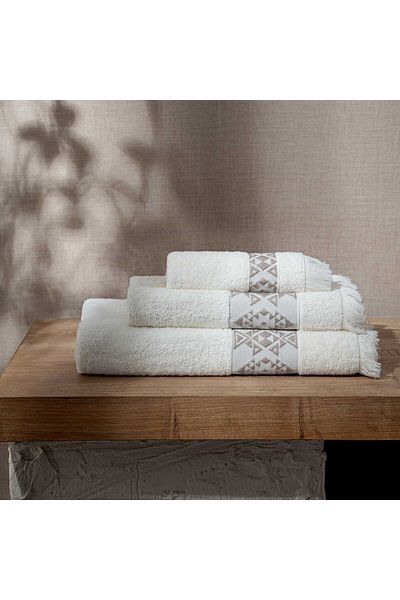 Green Black Cream Color Hereke 3-Piece Towel Set
