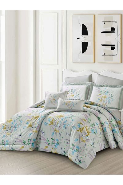 Donetella Cotton Printed Comforter Set 4-Pcs Single Size(170 X 230 Cm) With 350 GSM Filling