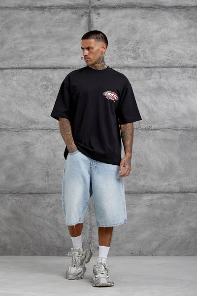 NOMARC Μαύρο μπλουζάκι με αυθεντική γραφή Oversize