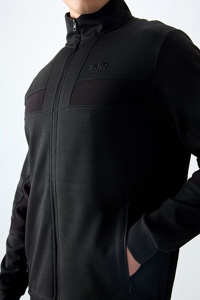 AIR JONES Μαύρη επιφάνεια με υφή Standard Fit Κεντημένη ανδρική αθλητική φόρμα - 85248