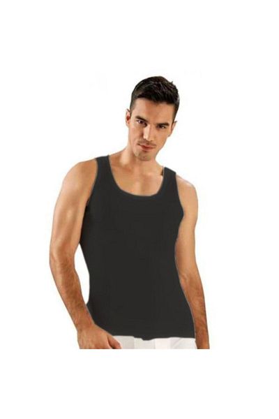 bazaar-turkey all you need Men's Black Thick Strap Bamboo Undershirt 600
