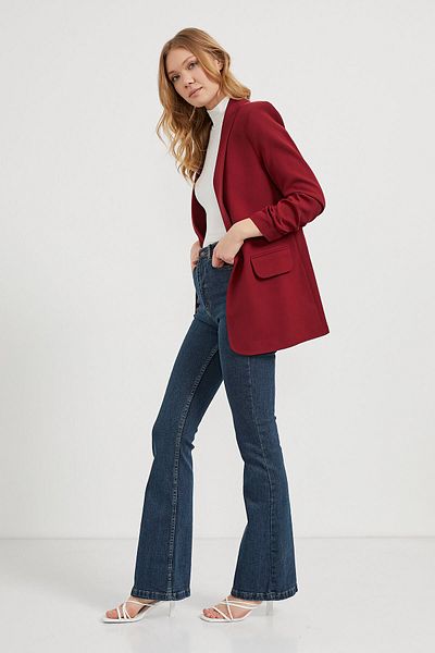 Arma Life Jachetă blazer sezonieră pentru femei, cu mâneci, burgundă