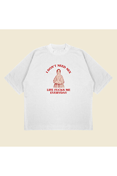 PURE POWER Lifefucksmeeveryday με τύπωμα oversized Unisex βαμβακερό μπλουζάκι...