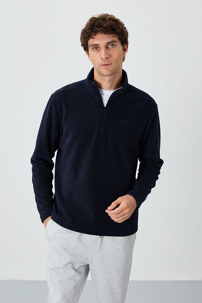 AIR JONES Ανδρικό φούτερ από φλις γιακά River Navy Blue - 88310