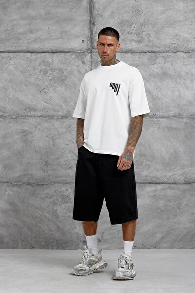 NOMARC Ανδρικό μπλουζάκι μεγάλου μεγέθους με λευκό 0001 γραμμένο