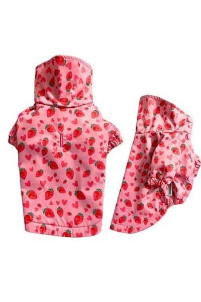 GedyCo Strawberry Fleece Small Breed Dog Raincoat