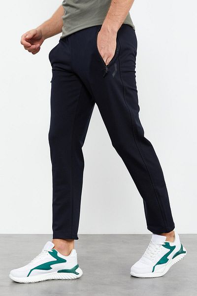 TOMMY LIFE Ανδρικό φούτερ Navy Blue - Φερμουάρ, Λεπτομέρεια κειμένου, Κλασικό πόδι - 84744