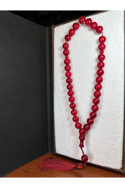 ÖMER ALTUN Squeeze Rod Amber Rosary Hard Size Red Colored 14 mm T-262