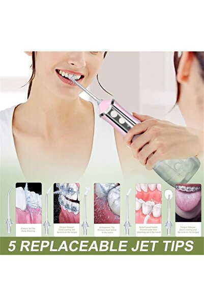 COOYA Cordless Water Flosser, 320ML Portable and Rechargeable,  Oral Irrigator, 3 Modes 5 Jet Tips