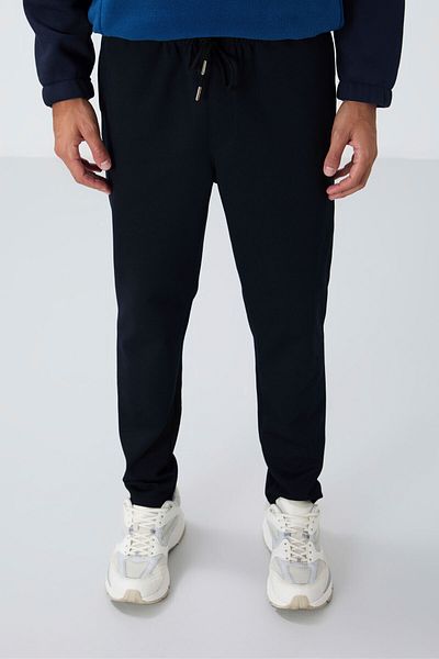 AIR JONES Ανδρικό παντελόνι φόρμας Navy Blue Surface Textured Standard Fit - 82155