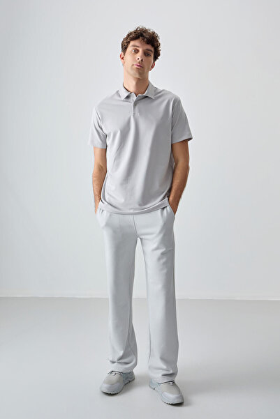 AIR JONES Ανδρικό μπλουζάκι από πέτρινο βαμβακερό πάχος μαλακής υφής γιακά Polo Oversize Fit Basic - 88381