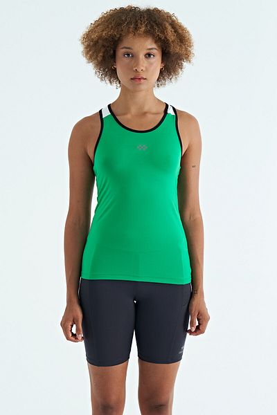 TOMMY LIFE Green Back Detailed Printed Standard Mold Women's Undershirt - 97269