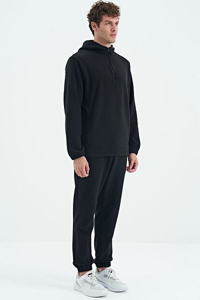 AIR JONES Ανδρική αθλητική φόρμα Hektor Black Hooded Fleece - 85227