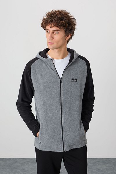 AIR JONES Ανδρικό φούτερ Connell Grey Melange Comfortable Fit Fleece - 88313