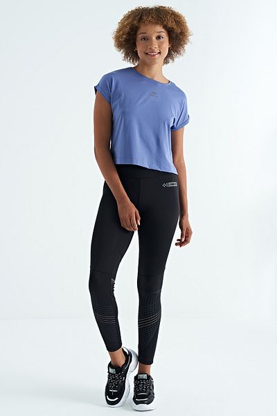 TOMMY LIFE Jambiere negre slim fit cu talie înaltă - bloc de culoare, 94635