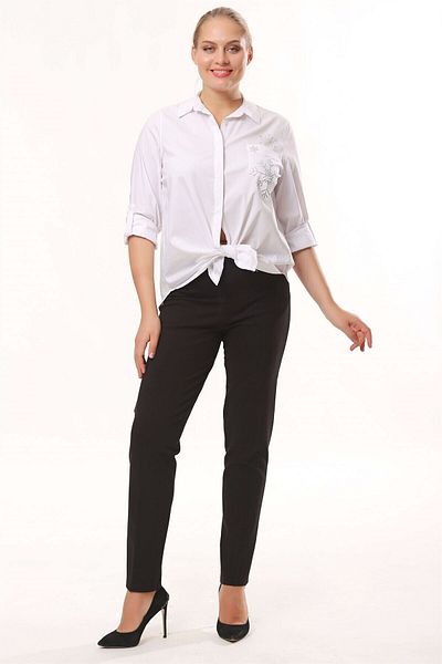 SERTUĞ Black Trousers with Elastic Waist and Back Corsage