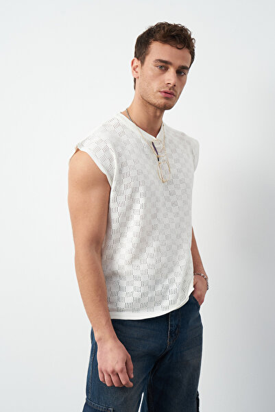 Mesfeno Ανδρικό μπλουζάκι με σχέδια Oversize Zero Sleeve Knitwear