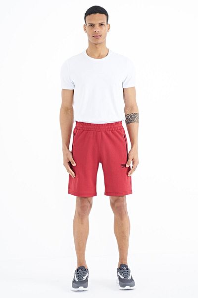 AIR JONES Pantaloni scurți pentru bărbați, roșii, cu buzunare, cu ajustare standard - 81239