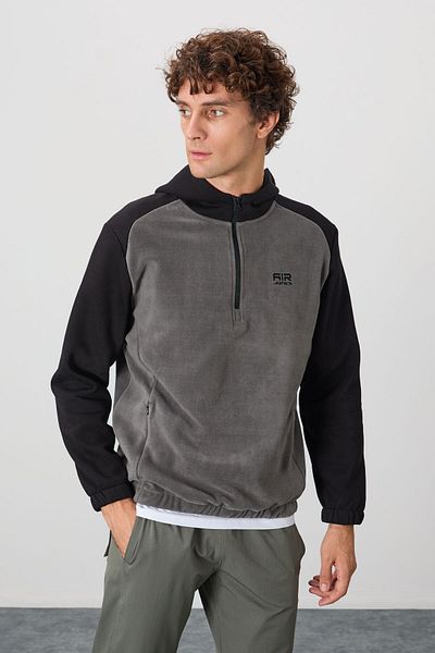 AIR JONES Ανδρικό φούτερ από φλις τυπική εφαρμογή Ruby Dark Grey - 88300