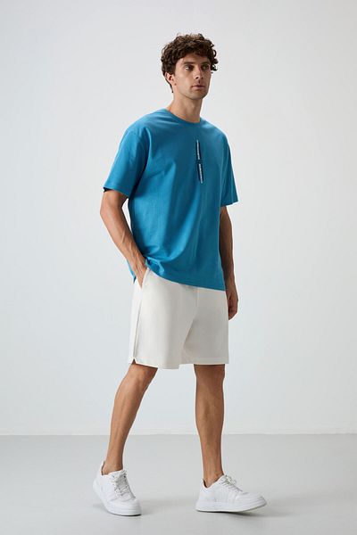 AIR JONES Ecru Cotton Thick Soft Textured Comfort Fit Basic pánské šortky - 81274