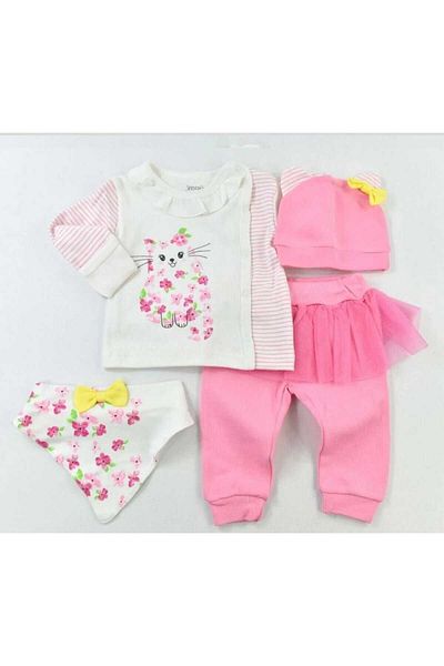 İmaj 4-Piece Girl's Kıtty Set - Hospital Exit Set Without Booties
