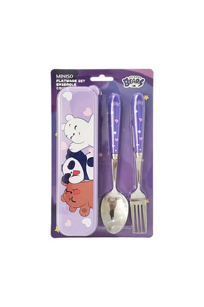 Miniso Three Bears Cutlery Set - Fork and Spoon