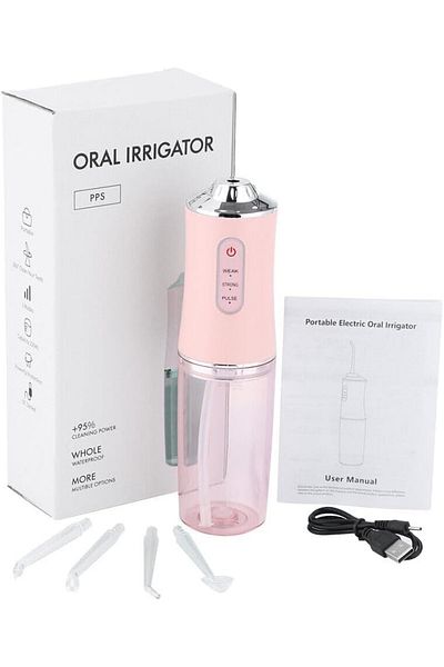 COOYA Water Flosser with 4 Jet Tips, Portable Oral Irrigator, Pink