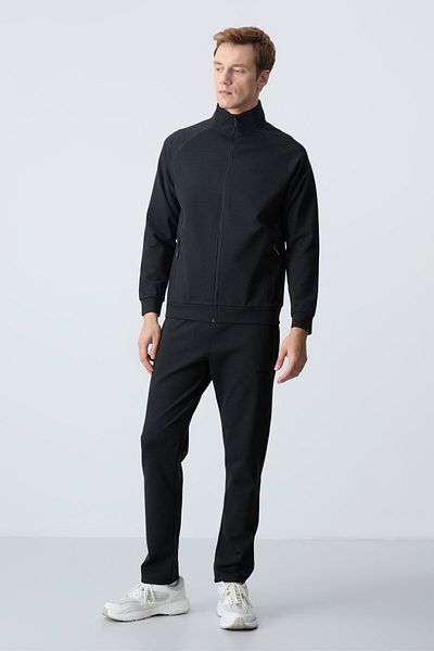 TOMMY LIFE Μαύρος γιακάς Διπλό Χρώμα Άνετη Φόρμα Classic Leg Σετ ανδρικής φόρμας - 85113