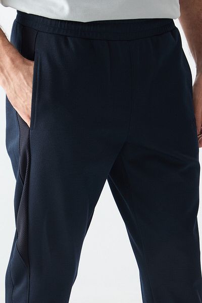 AIR JONES Ανδρική φόρμα αθλητικής φόρμας Navy Blue Surface Textured Standard Fit με κέντημα - 82126