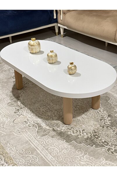 OlcayAksesuar Oval Model 120x60 cm Kalın Kenarlı Orta Sehpa Ahşap Ayaklı