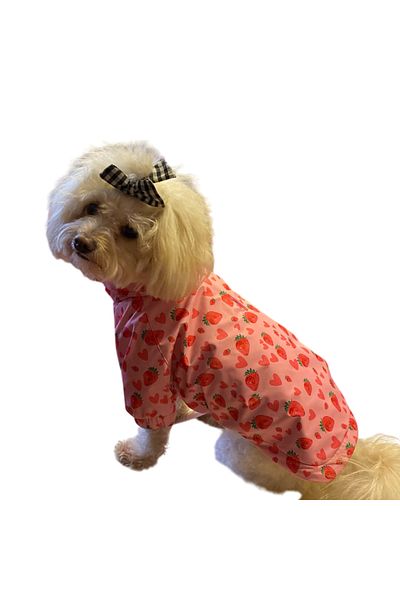 GedyCo Strawberry Fleece Small Breed Dog Raincoat