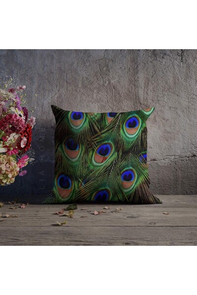 Lia Store غطاء وسادة مزخرف مزدوج الجوانب بنمط الطاووس