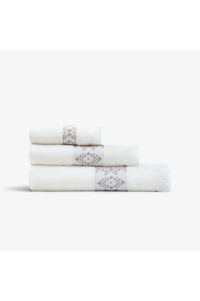 Green Black Cream Color Hereke 3-Piece Towel Set