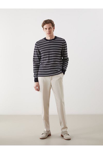 LC Waikiki Ανδρικό πλεκτό πουλόβερ LCW Crew Neck Striped