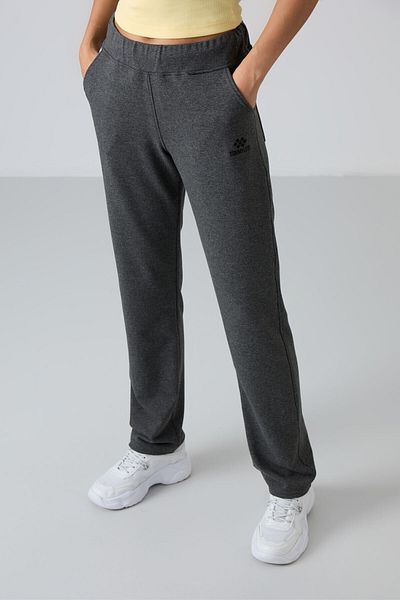 TOMMY LIFE Anthracite Melange Ψηλόμεση Τσέπη Άνετη Μορφή Κλασική Γυναικεία Φούτερ στο κάτω μέρος - 94185