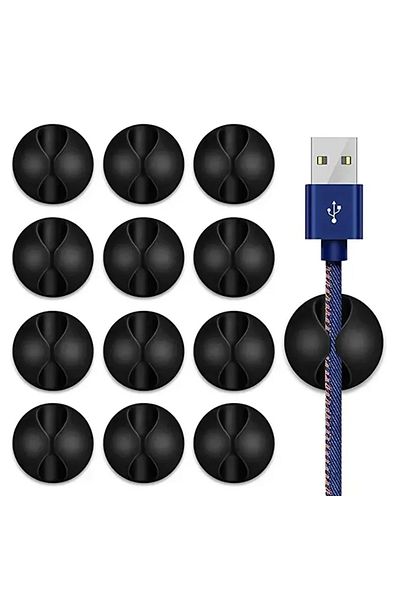 Choice 20 قطعة سوداء 5/10/20 قطعة منظم كابل بيانات سطح المكتب الصغير المطاطي USB Type C للهواتف الذكية وسماعات الرأس C
