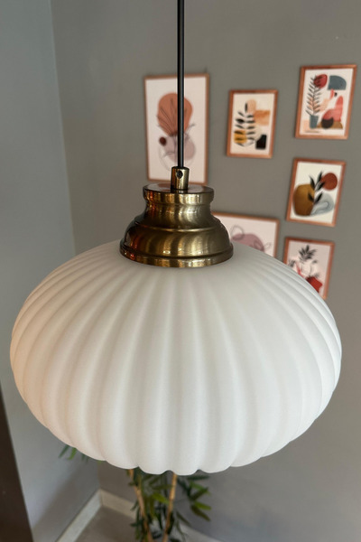 Bamyum Elegant Cam Beyaz Avize Eskitme Kum Saati Başlık Sarkıt Lamba Restoran Salon Aydınlatma