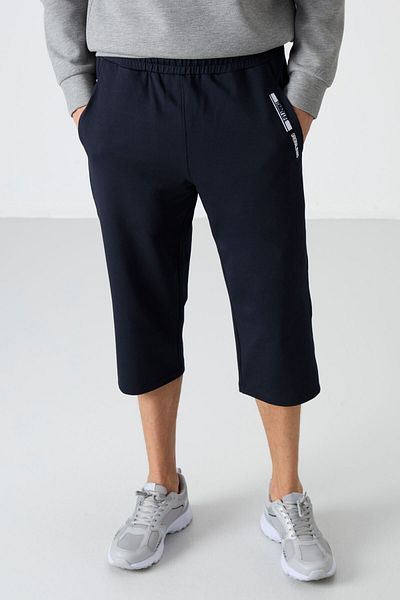 TOMMY LIFE Μπλε Navy μπροστινή τσέπη Λεπτομερής τυποποιημένη ανδρική κάπρι ποδιών - 83092