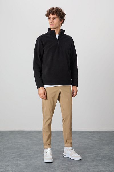 AIR JONES River Black Stand-up Collar Men's Fleece Sweatshirt - 88310