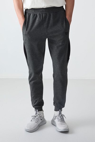 AIR JONES Anthracite Melange Surface Textured Standard Fit Embroidered ανδρική φόρμα αθλητικής φόρμας - 82126