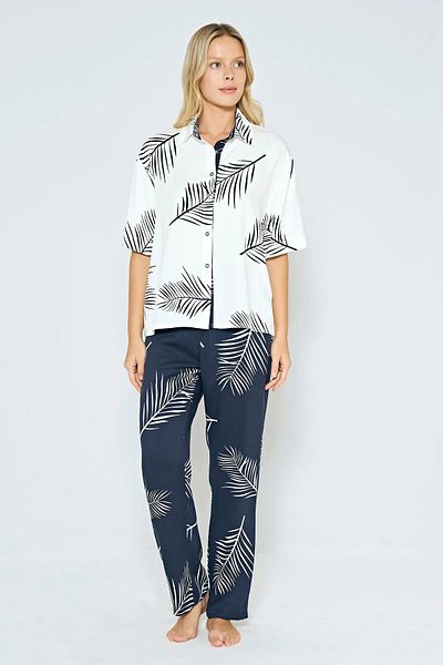 Feyza Pijama Feyza Luxury Cotton Short Sleeve Front Buttoned Women's Pajamas Set