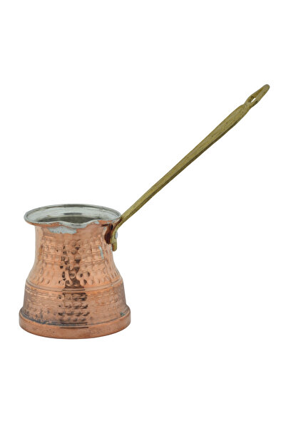 HitDukkan Orijinal Dövme Bakır 260ml Kalın Taban Prinç Sap Büyük Cezve