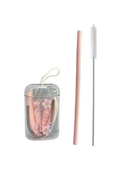 Miniso مزاز في عبوة محمولة من سلسلة أزهار الساكورا - straw 22cm brush 23.7cm